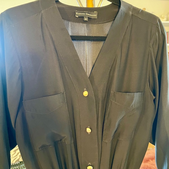 Karina Grimaldi Black Silk Jumpsuit - Picture 3 of 7